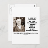 Thomas Edison Owe Success had nooit een klokwerkka Briefkaart (Voorkant / Achterkant)