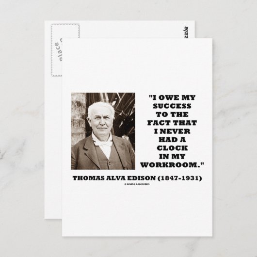 Thomas Edison Owe Success had nooit een klokwerkka Briefkaart (Voorkant / Achterkant)