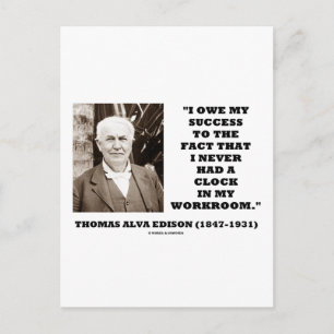 Thomas Edison Owe Success had nooit een klokwerkka Briefkaart