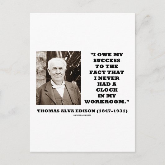 Thomas Edison Owe Success had nooit een klokwerkka Briefkaart (Voorkant)