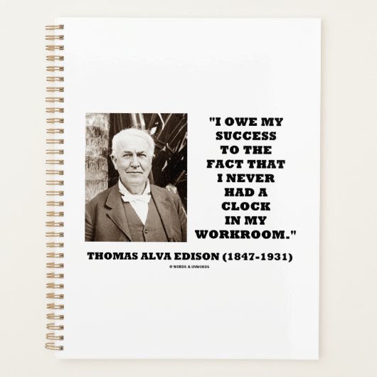 Thomas Edison Owe Success had nooit een klokwerkka Planner (Voorkant)