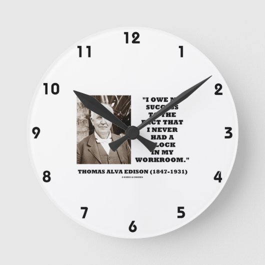 Thomas Edison Owe Success had nooit een klokwerkka Ronde Klok (Voorkant)
