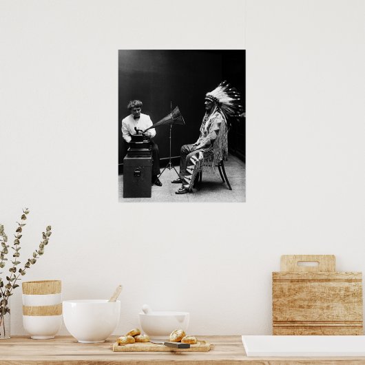 Thomas Edison Phonograph Recording Native American Poster (Keuken)