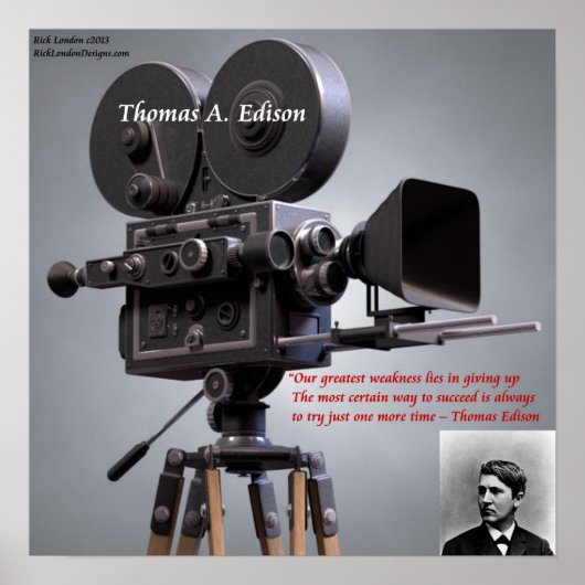 Thomas Edison "Probeer te slagen" Citaat Poster (Voorkant)