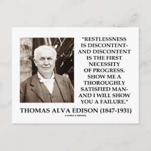 Thomas Edison Rusteloosheid Ontevredenheid Voortga Briefkaart