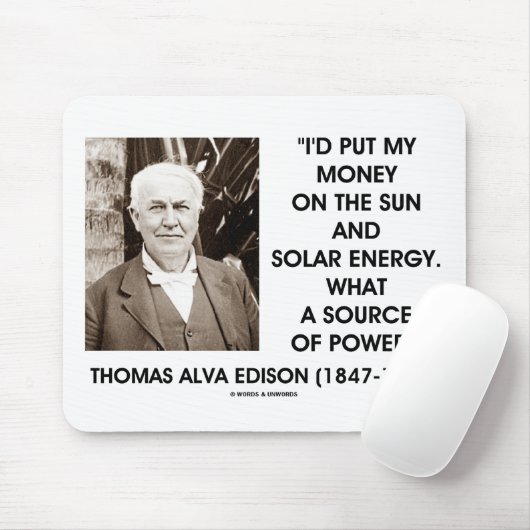Thomas Edison Sun Solar-energiebron Muismat (Met muis)