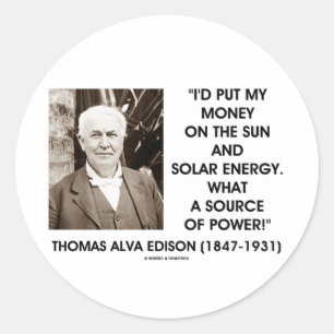 Thomas Edison Sun Solar-energiebron Ronde Sticker
