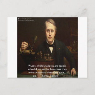 Thomas Edison "Voor succes" Wijsheid Citaat Cadeau Briefkaart