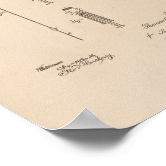 Thomas Edison's Light Bulb Patent Application Poster (Hoek)