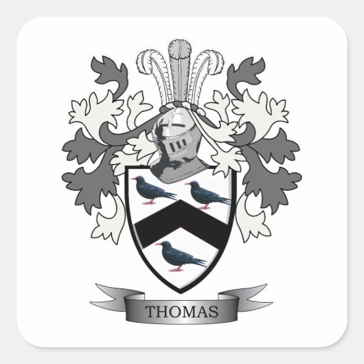 Thomas Family Crest Vierkante Sticker (Voorkant)