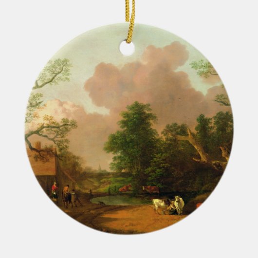 Thomas Gainsborough | Een landschap met figuren, F Keramisch Ornament (Voorkant)