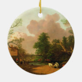 Thomas Gainsborough | Een landschap met figuren, F Keramisch Ornament (Achterkant)