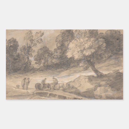 Thomas Gainsborough - Grond landschap met afbeeldi Rechthoekige Sticker (Voorkant)