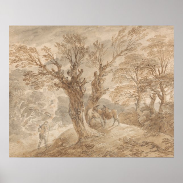 Thomas Gainsborough - Grond landschap met boer Poster (Voorkant)