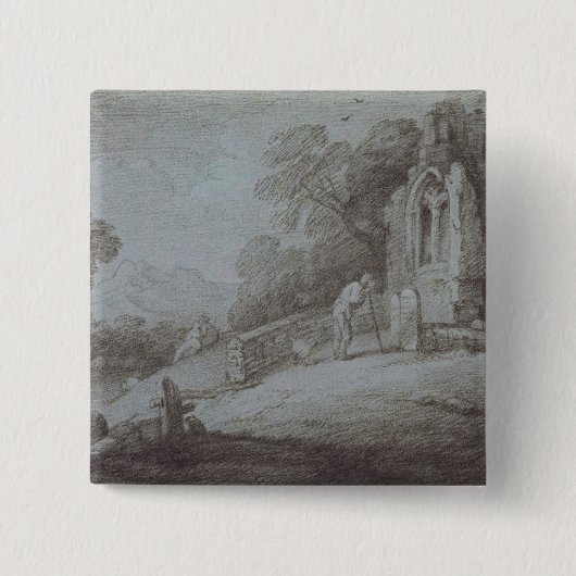 Thomas Gainsborough | Kurkerbine met Afbeelding Co Vierkante Button 5,1 Cm (Voorkant)