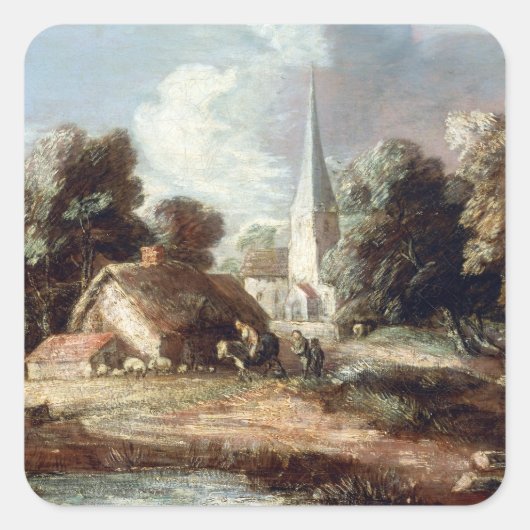 Thomas Gainsborough Landscape met Cottage Vierkante Sticker (Voorkant)
