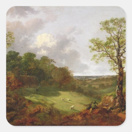 Thomas Gainsborough | Landschap met een watt Vierkante Sticker (Voorkant)