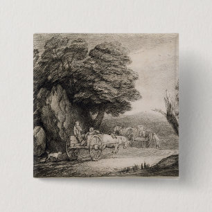 Thomas Gainsborough Landschap met wortels Vierkante Button 5,1 Cm