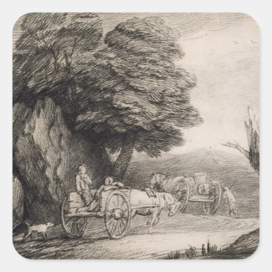 Thomas Gainsborough | Landschap met wortels Vierkante Sticker (Voorkant)