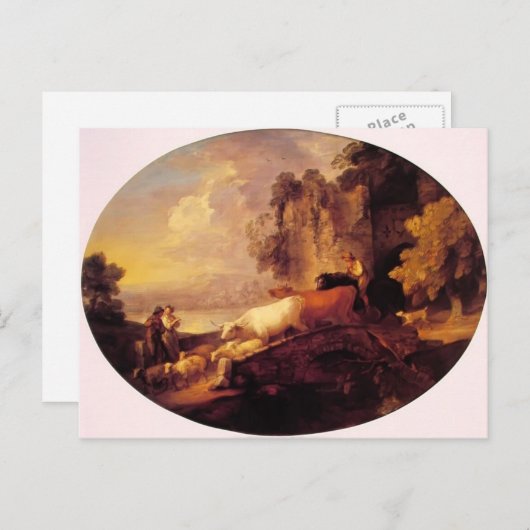 Thomas Gainsborough- River Landscape,Rustic Lovers Briefkaart (Voorkant / Achterkant)