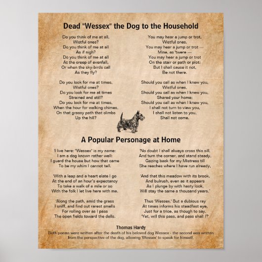 Thomas Hardy Gedichten van Zijn Geliefde Hond Poster (Voorkant)
