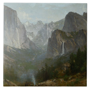 Thomas Hill - Indiërs op Campfire, Yosemite Valle Tegeltje