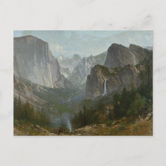 Thomas Hill - Indiërs op Campfire, Yosemite Valley Briefkaart (Voorkant)