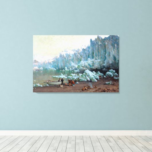 Thomas Hill's Muir Glacier, Alaska Canvas Afdruk (Insitu (Houten vloer))