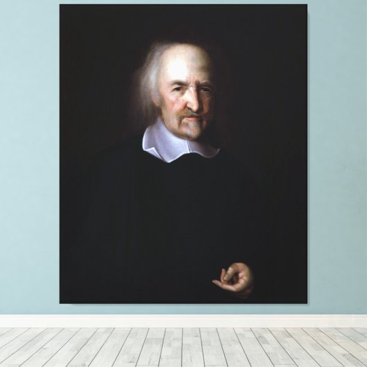 Thomas Hobbes door John Michael Wright Canvas Afdruk (Insitu (Houten vloer))