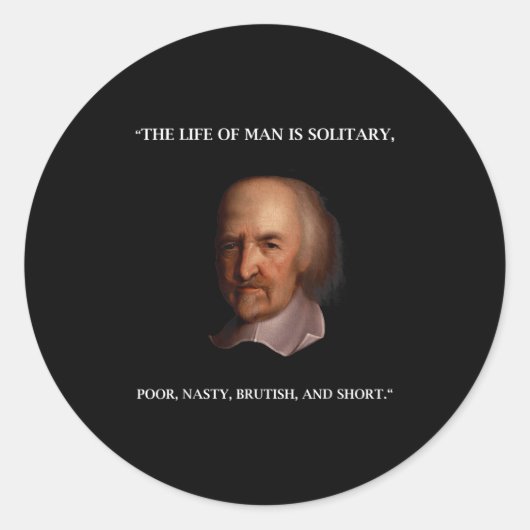 Thomas Hobbes Leviathan Filosoof Citaat t.h Ronde Sticker (Voorkant)