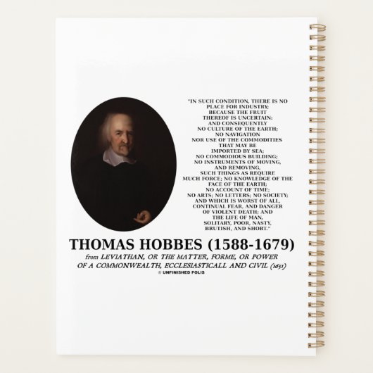 Thomas Hobbes Leviathan Man Solitary Poor Quote Planner (Achterkant)