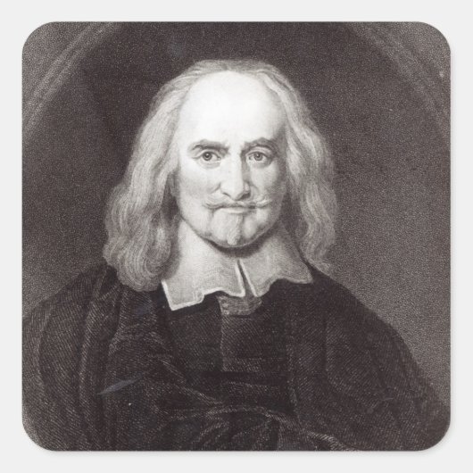 Thomas Hobbes van 'Gallery of Portreits' Vierkante Sticker (Voorkant)