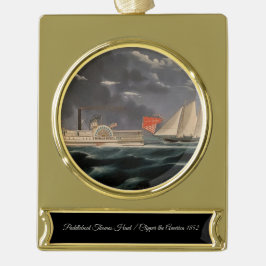 Thomas Hunt en het Amerika 1852 Verguld Banner Ornament