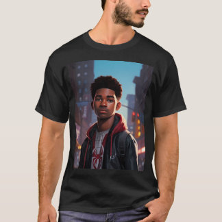 Thomas in het Spiderverse T-shirt