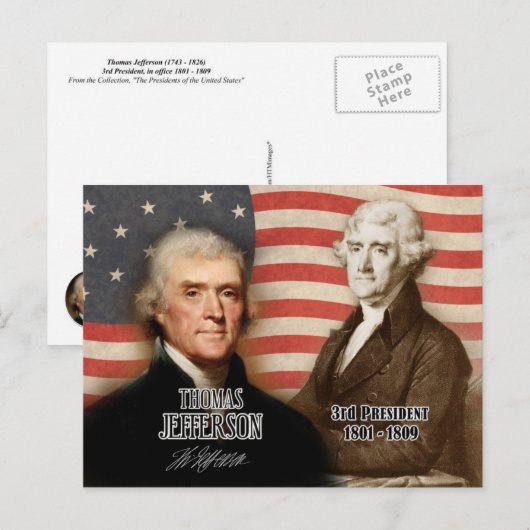Thomas Jefferson - 3de President van de VS Briefkaart (Voorkant / Achterkant)