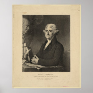 THOMAS JEFFERSON 3rd U.S. President Lithograaf Poster