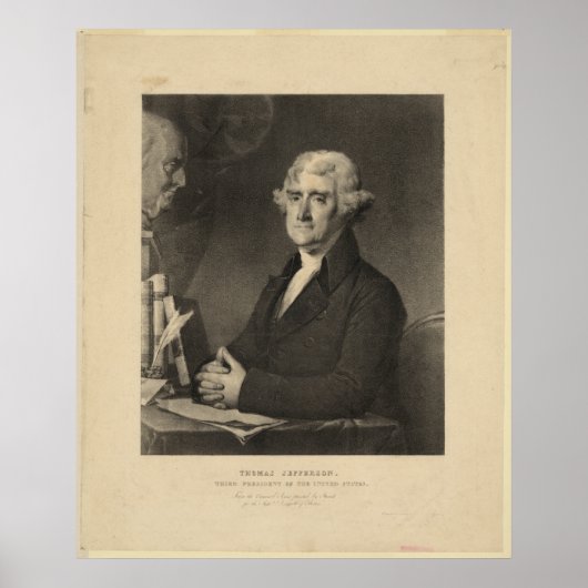 THOMAS JEFFERSON 3rd U.S. President Lithograaf Poster (Voorkant)