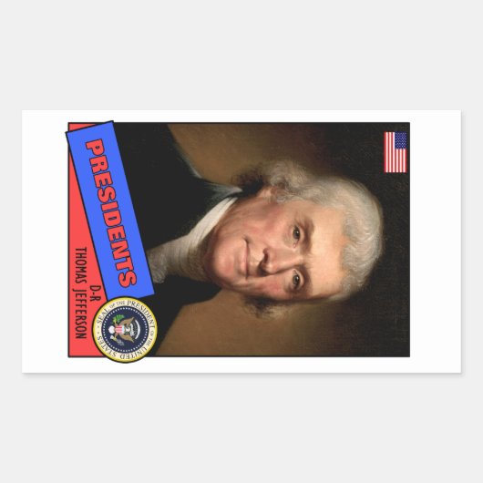 Thomas Jefferson Baseball Card Rechthoekige Sticker (Voorkant)
