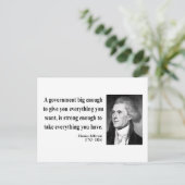 Thomas Jefferson Citaat 1b Briefkaart (Staand voorkant)