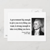Thomas Jefferson Citaat 1b Briefkaart (Voorkant / Achterkant)