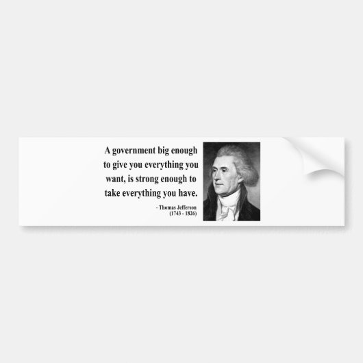 Thomas Jefferson Citaat 1b Bumpersticker (Voorkant)