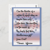 Thomas Jefferson, citaat "Onze vrijheden" Briefkaart (Voorkant / Achterkant)