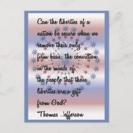 Thomas Jefferson, citaat "Onze vrijheden" Briefkaart