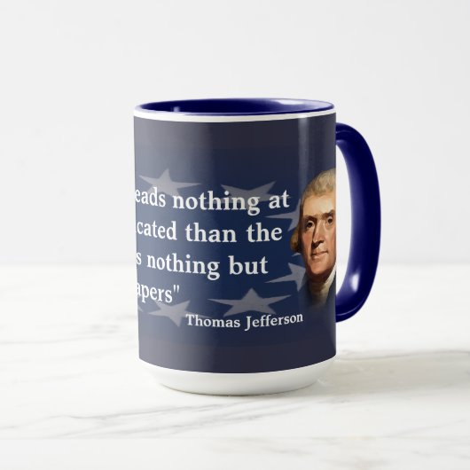 Thomas Jefferson citaat over kranten Mok (Voorkant rechts)