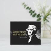 Thomas Jefferson citeert nooit geld uitgeven Briefkaart (Staand voorkant)