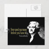Thomas Jefferson citeert nooit geld uitgeven Briefkaart (Voorkant / Achterkant)