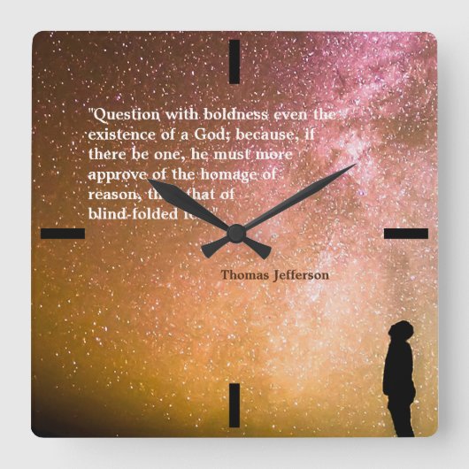 Thomas Jefferson citeert over de vraag of het niet Vierkante Klok (Voorkant)
