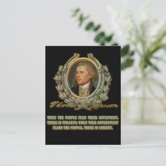 Thomas Jefferson citeert: Overheid en het volk Briefkaart (Staand voorkant)