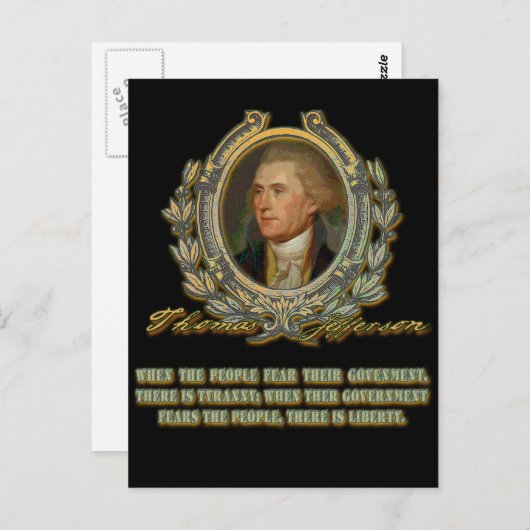 Thomas Jefferson citeert: Overheid en het volk Briefkaart (Voorkant / Achterkant)