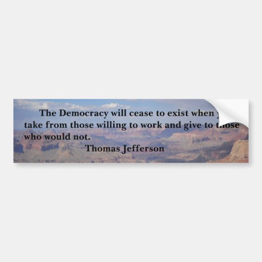 Thomas Jefferson - Democratie Bumpersticker (Voorkant)